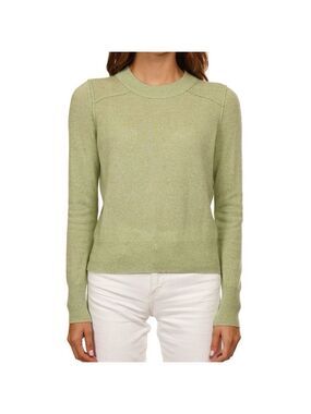 Autumn Cashmere Reversed Seams Pointelle Crew Neck Sweater Eucalyptus size large